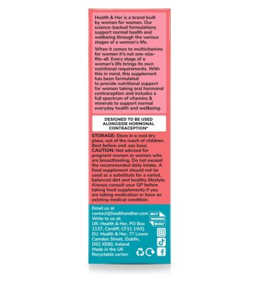 Health & Her Multivitamin for Women Taking Hormonal Contraception - 60 Tablets