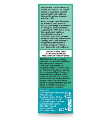 Health & Her Multivitamin for Women Taking Hormone Replacement Therapy (HRT) - 60 Tablets