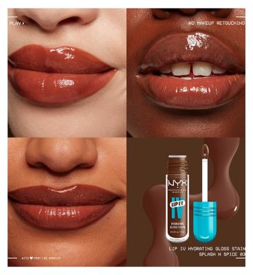 NYX Professional Makeup Wet Shot IV Splash N Spice Lip Stain & Duck Plump Liner Clear Bundle