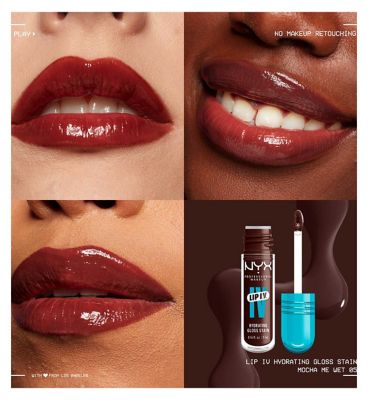 NYX Professional Makeup Wet Shot IV Mocha Me Wet Lip Stain & Duck Plump Liner Clear Bundle