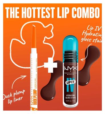 NYX Professional Makeup Wet Shot IV Mocha Me Wet Lip Stain & Duck Plump Liner Clear Bundle