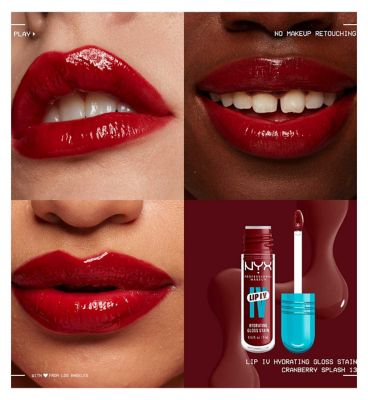 NYX Professional Makeup Wet Shot IV Cranberry Splash Lip Stain & Duck Plump Liner Clear Bundle