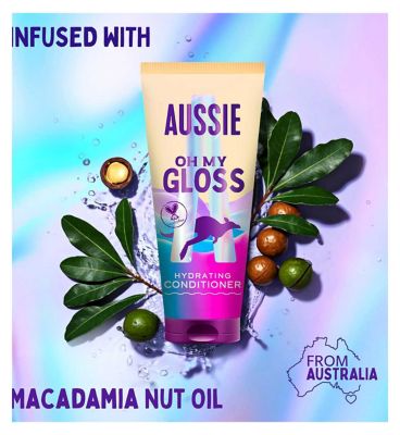 Aussie Oh My Gloss Hydrating Conditioner 200ml. Softens and Smooths Dry Hair
