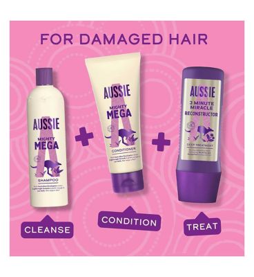 Aussie Mighty Mega Lightweight Conditioner 275ml. Daily Moisturiser for All Hair Types