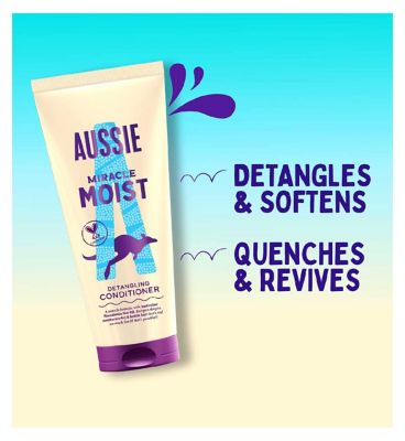 Aussie Miracle Moist Detangling Conditioner 275ml. Moisturising Formula to Revive Dry Hair