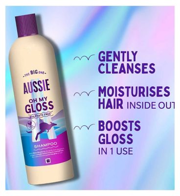 Aussie Oh My Gloss Shampoo 400ml. Deeply Moisturises Dry and Dull Hair. Sulphate Free