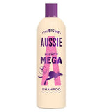 Aussie Mighty Mega Shampoo 400ml. Gently Cleansing Shampoo for Soft and Shiny Hair. Infused with Australian White Strawberry