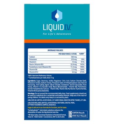 Liquid I.V. Hydration Multiplier Electrolyte Powder Mix Tropical Punch 6 Sachets