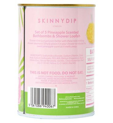 Skinnydip London Pineapple Shower Steamers and Loofah Tin Set
