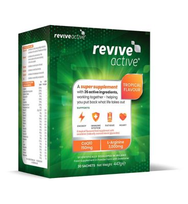 Revive Active with CoQ10. L-Arginine, Multivitamins, Minerals & Antioxidants - 1 months supply, 30 Sachets