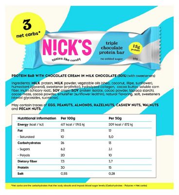 Nick's Protein Bar Triple Chocolate 50g