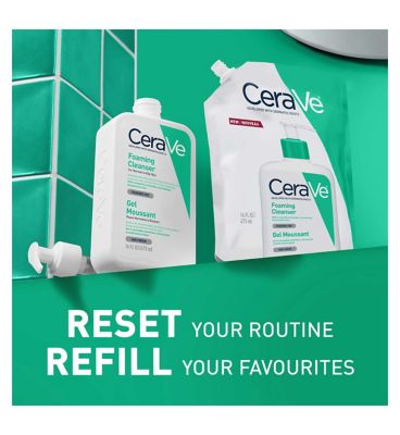 CeraVe Foaming Cleanser Refill Pouch with Niacinamide for Normal to Oily Skin 473ml