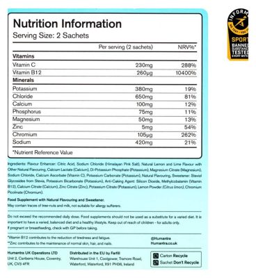 Humantra Himalayan Lime Electrolyte Powder 15 X 3.7g Sachets