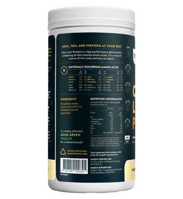 NUZEST Clean Lean Protein Premium European Pea Protein Powder Smooth Vanilla 1kg