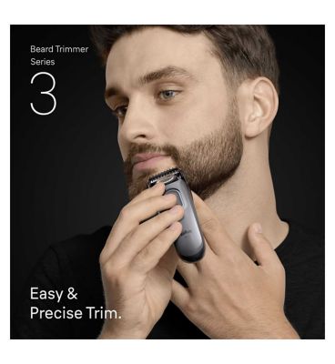 Braun Beard Trimmer Series 3, +5 Styling Tools, 40 Lengths, Sharp Blade, BT3560, Grey