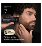 Braun Beard Trimmer Series 7, +10 Barbering Tools, 40 Lengths, ProBlade, BT7540, Blue