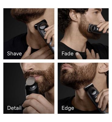 Braun Beard Trimmer Series 7, +10 Barbering Tools, 40 Lengths, ProBlade, BT7540, Blue