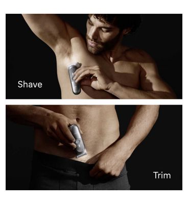Braun Body Groomer Series 7, +6 Grooming Tools, Trim & Shave, Waterproof, BG7550, Grey