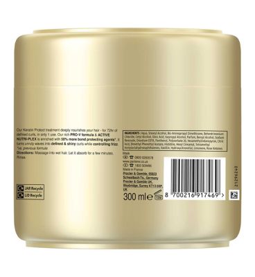 Pantene Pro-V Defined Curls Keratin Protect Hair Mask 300ml for Frizzy, Unruly Curls