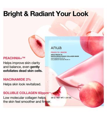 Anua Peach 70 Niacin Brightening Collagen Mask 4 Pack
