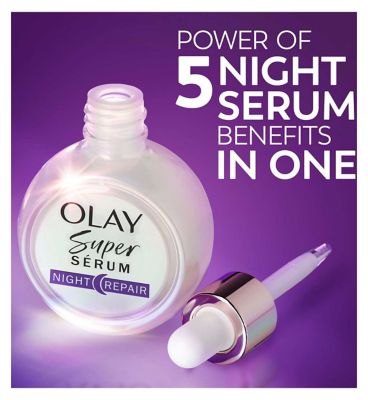 Olay Super Sérum Night Repair 5-in-1 Benefits, Hydrating Face Serum 30ml. Pro-Vitamin B5