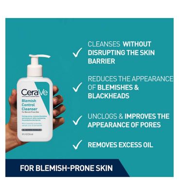 CeraVe Blemish Control Face Cleanser with 2% Salicylic Acid & Niacinamide for Blemish-Prone Skin 473ml