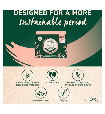 Lil-Lets Bamboo Teen Pads with Wings Pack 14s