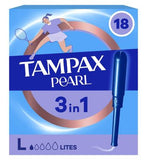 Tampax Pearl Lites Tampons With Applicator x18, 3in1 Leak Protection, Comfort And Easy Insertion