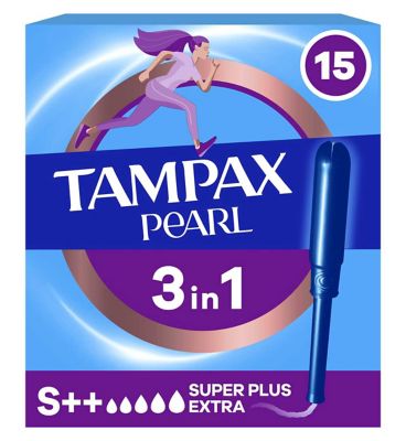Tampax Pearl Super Plus Extra Tampons With Applicator x15, 3in1 Leak Protection, Comfort And Easy Insertion