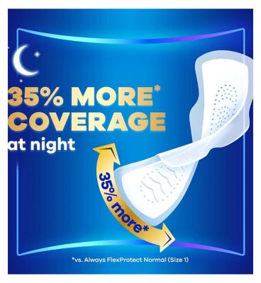 Always FlexProtect Sanitary Towels Night (Size 3) with Wings 18 Pads<br/>