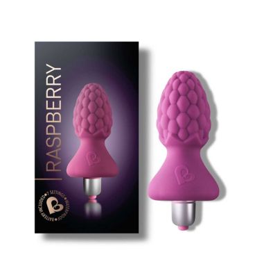 Rocks Off Ass-Berries Raspberry 7 Function Textured Sensory Beginner's Battery Butt Plug