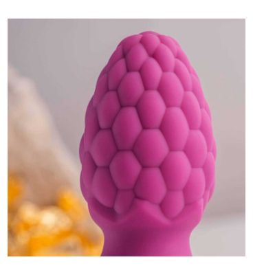 Rocks Off Ass-Berries Raspberry 7 Function Textured Sensory Beginner's Battery Butt Plug