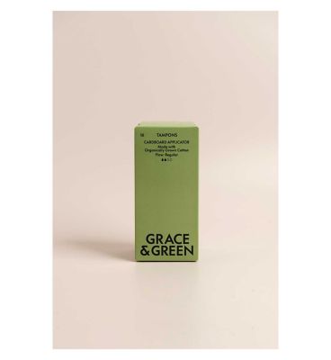 Grace & Green Organic Cotton Applicator Tampons With Biodegradable Cardboard Applicator - Regular Flow - Pack 16