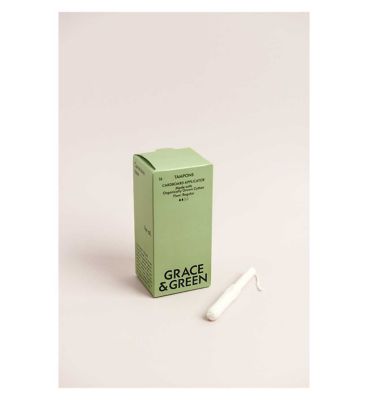 Grace & Green Organic Cotton Applicator Tampons With Biodegradable Cardboard Applicator - Regular Flow - Pack 16