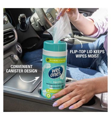 Wet Ones be Gentle Biodegradable Antibacterial Hand Wipes Canister 50s