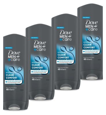 Dove Men+Care Body and Face Wash Clean Comfort 400ml x4 Bundle