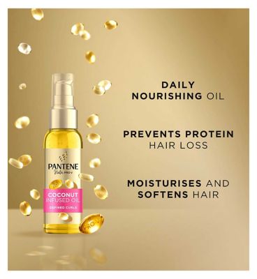 Pantene Pro-V Defined Curls Coconut Infused Hair Oil 100ml for Frizzy, Unruly Curls<br/>