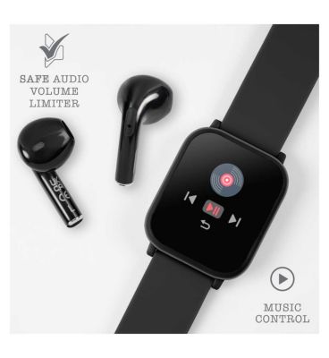 Tikkers Teen Series 10 Black Smart Watch and Earbuds Set