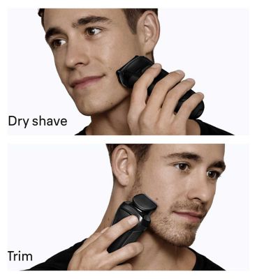 Braun Series 3+ Electric Shaver, Beard Trimmer Attachment, Dry, 3000BT, Grey