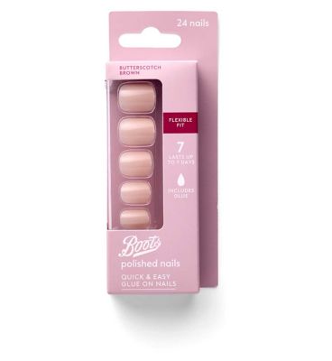 Boots False Nail Butterscotch Brown x24