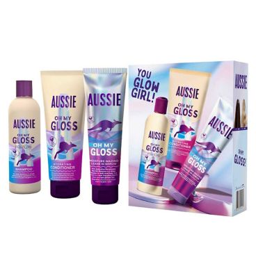Aussie Oh My Gloss Hydrating Giftset: Shampoo, Conditioner, Leave-in Serum