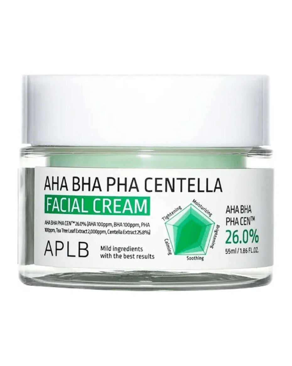 APLB AHA BHA PHA Centella Facial Cream 55ml – Exfoliate & Soothe Skin
