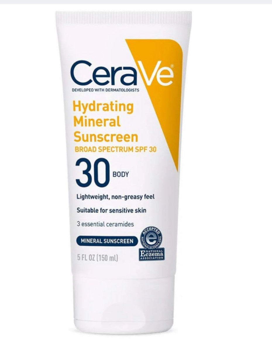 CeraVe 100% Mineral Sunscreen SPF 30 Face sunscreen With Zinc Oxide & Titanium Dioxide | Hyaluronic Acid + Niacinamide + Ceramides | Oil Free Sunscreen For Face | Travel Size Sunscreen 2.5oz/75ml