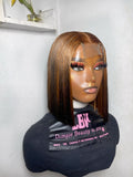 Premium Piano Highlight Bob Wig – Straight Blunt Cut Style (Human Hair Blend)