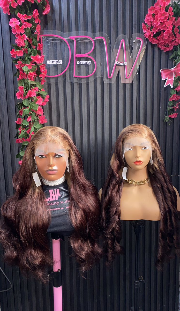 Long Ombre Brown Body Wave Wig – Natural Look, Heat Resistant